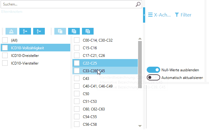 Auswahl von Kinderknoten Auswahl von Kinderknoten