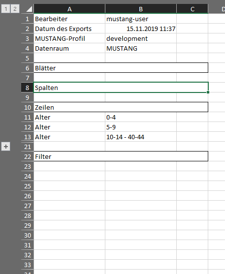 Excel-Export: Adhoc-Knoten Excel-Export: Adhoc-Knoten