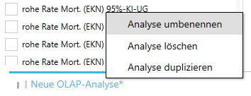 Kontextmenü einer Analyse Kontextmenü einer Analyse