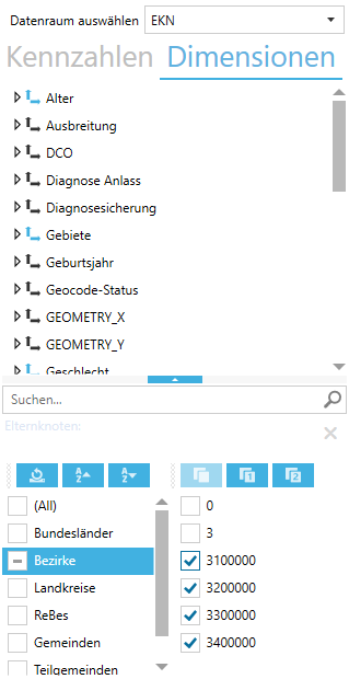 Dimensionsauswahl