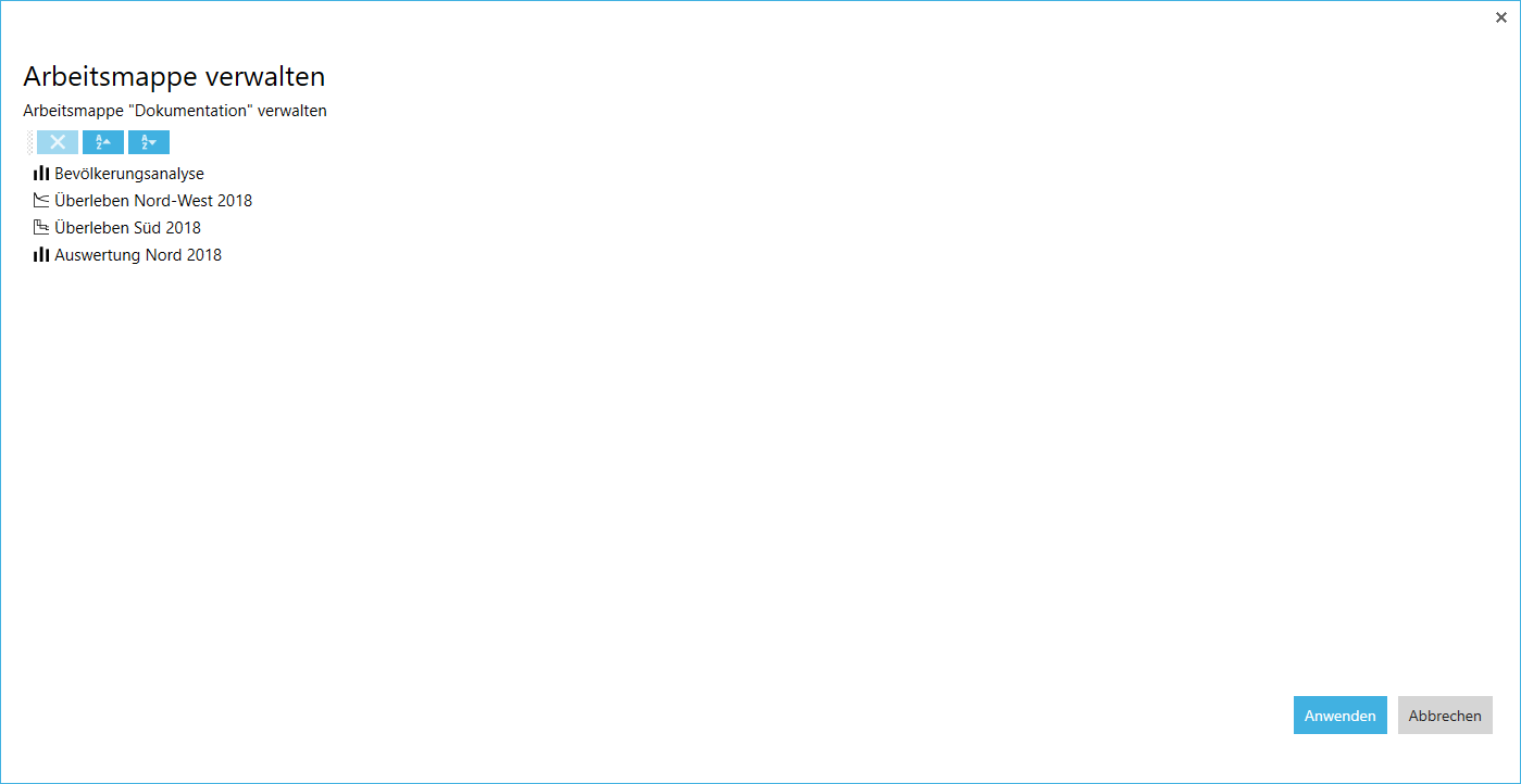 Arbeitsmappe verwalten-Dialog Arbeitsmappe verwalten-Dialog